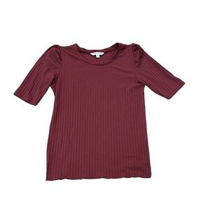 Women's Ribbed Burgundy Top